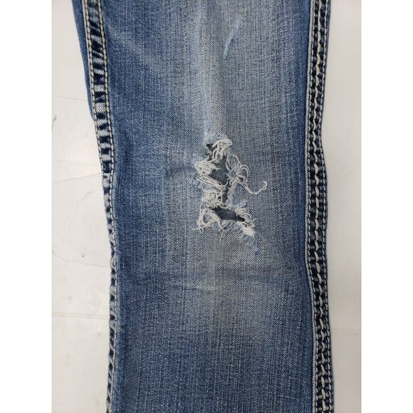 Silver Jeans Co. Aiko Flap Bootcut Jeans Womens W27xL31 Light Wash Distressed - Picture 4 of 16